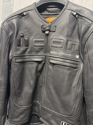 アイコンレザージャケット(ICON  MOTOSPOTS) 中古品 icon Motorhead Asphalt Technologies Motorcycle Jacket - Mens Large
