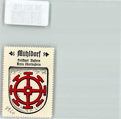 39321115 - 8260 Muehldorf Wappen Kaffee Hag Nr. 47 ca. 1920-1940 Rotes Muehlrad