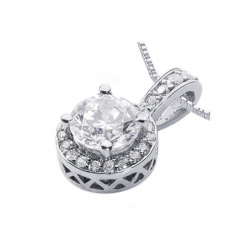 1.08ct tw D VS2 Round Cut Earth Mined Certified Diamonds Platinum Halo Pendant - Picture 1 of 3