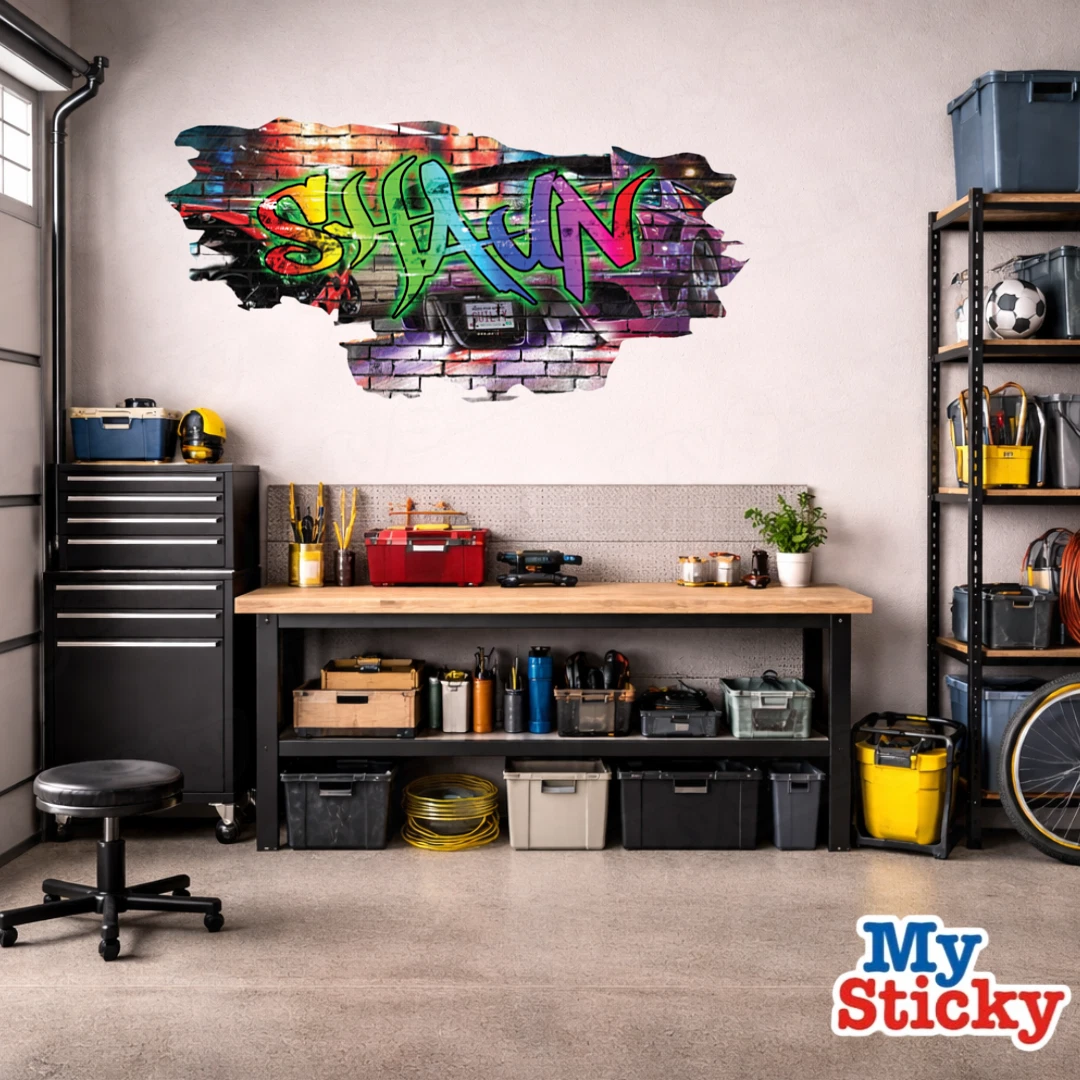 Personalized 3D Street Art Graffiti Name Wall Decal - Custom Vinyl Decor Sticker