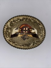 Harley Davidson Belt Buckle 1978 Raintree Gold Tone Genuine Biker Nice Cond!