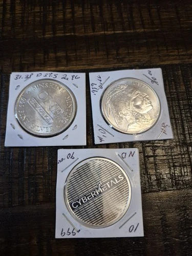Lot of 3 -1 Oz .999 Fine Silver Rounds Bullion Silver Below Spot!