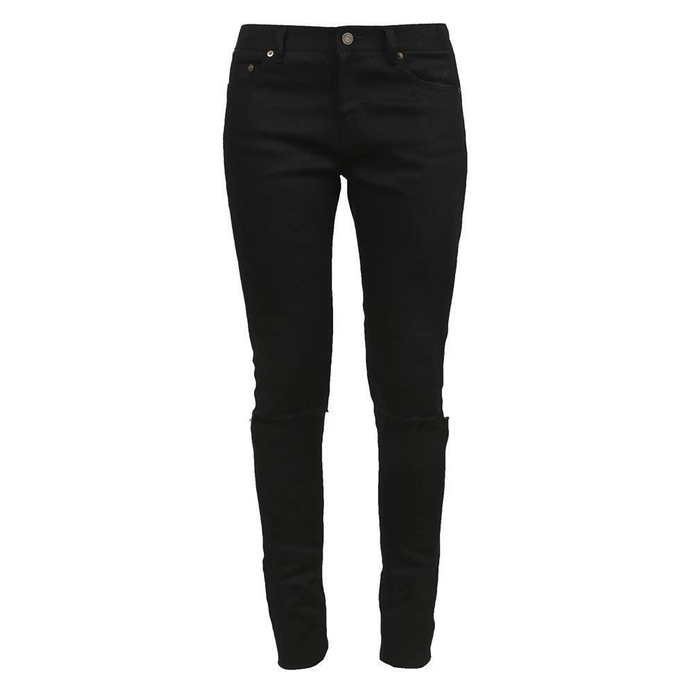 SAINT LAURENT (YSL) Jeans denim da donna Saint Laurent rivestiti skinny strappati neri