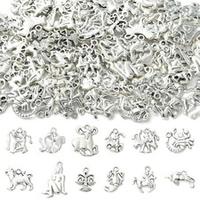 90pcs Zodiac Constellations Charms, Tibetan Style Antique Silver Alloy Pendants