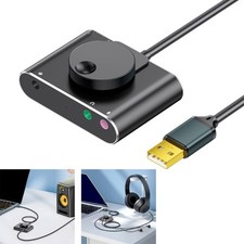 External Sound Card with Volumes Control USB Adapter with 3.5mm Headphone Port