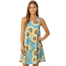 Tracies Sundress Floral Stretch Mini Sleeveless Pockets Womens Size Small New