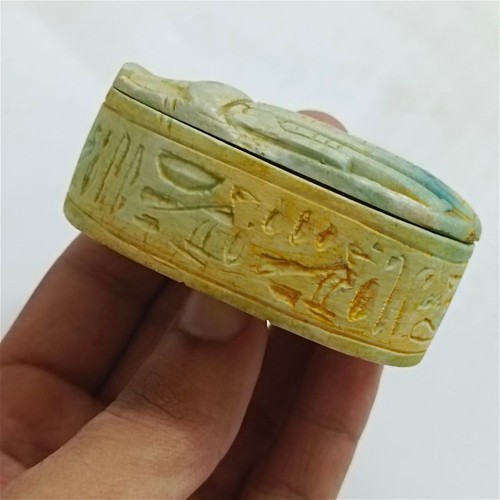 Antique Egyptian scarab style w/ handmade coffin & hieroglyphic details Unique - Picture 7 of 14