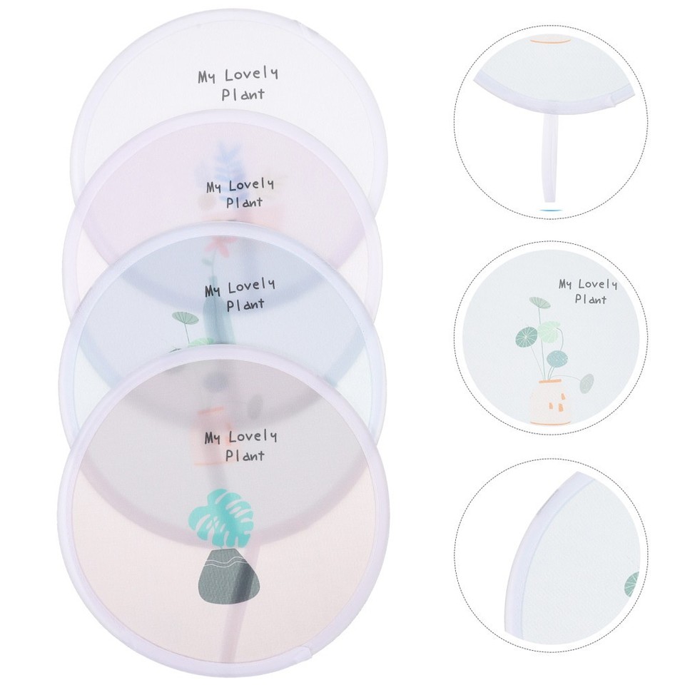 4Pcs Round Foldable Hand Fans Portable Lightweight Fans for Home and ...