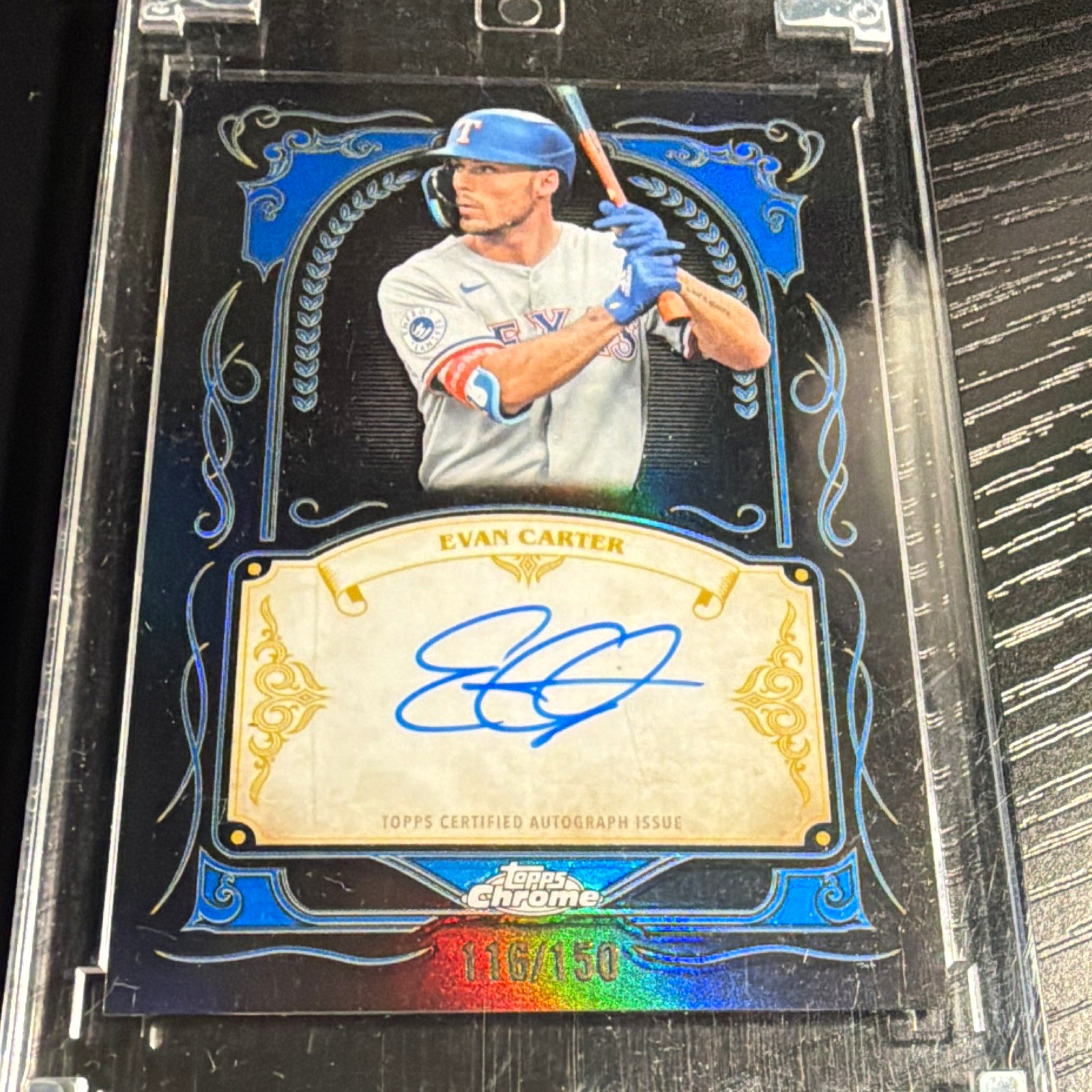 Topps Chrome Evan Carter Certified Autograph Serial #116/150 Texas Rangers