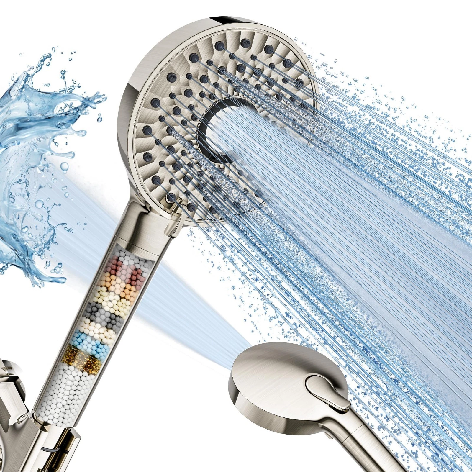 Magichome High Pressure Handheld Shower Head 10 Spray Chrome Hose