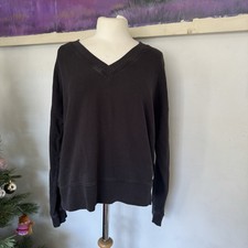 DKNY Sport size Small UK 8/10 Black Sweatshirt V-neckline