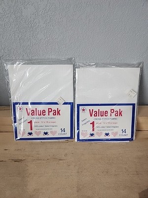 2 Aida Fabric Value Pak White 14 Ct.  12  X 18  (or Larger) Select Irregular