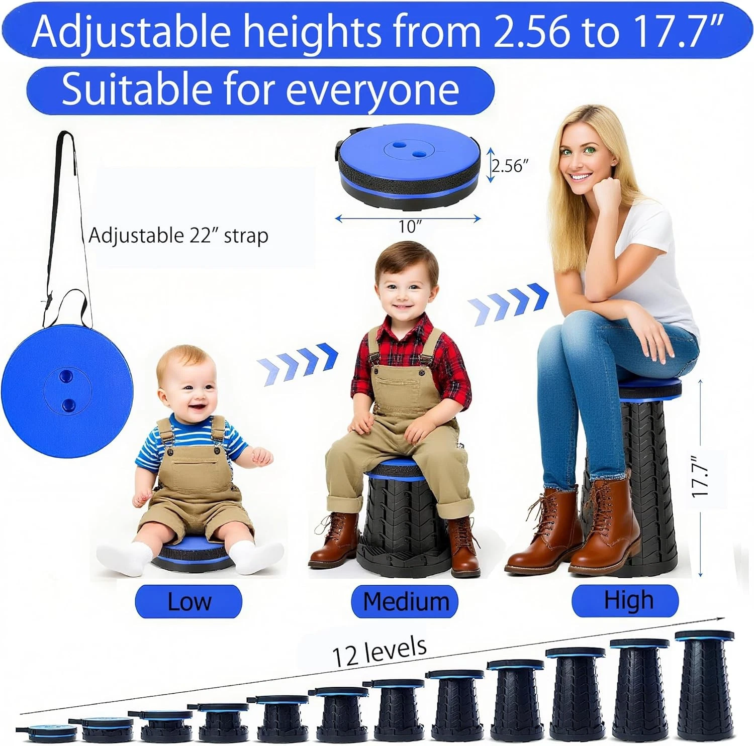 portable collapsible stool for camping travel and outdoor waiting