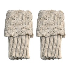 Women's Solid Cable Knit Leg Warmers Ribbed Knitted Crochet Winter Boot Socks