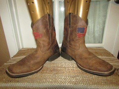 Ariat Leather Western Cowboy Boots Youth 5 American Flag USA Leather 10034408