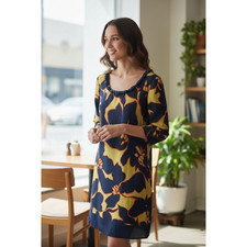 NWT Ann Taylor Loft Shift Dress, Beaded Neckline, Tropical Floral Print, Size 4