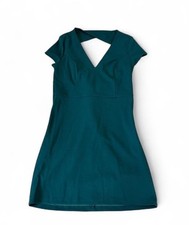 Lulus green dress with V-neckline and short sleeves knotted detail open back