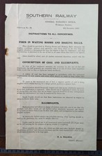 1928 Southern Railway Waterloo Station General Manager's Office Memo