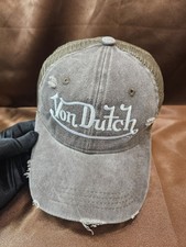 VonDutch  Cotton Denim Distressed Retro Y2K Trucker Brown/White Cap [New, OSFA]