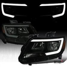 Fit 2015-2022 Chevy Colorado Black Smoke LED DRL Headlights Halogen Headlamps
