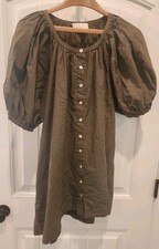 Pomander Place by Tuckernuck Olive Cassia Oversized Button Front Mini Dress Xs