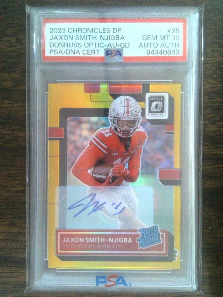 2023 Donruss Optic - Gold Prizm Rookie Auto - Jaxon Smith-Njigba #05/10 - PSA 10