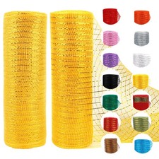 Mesh Ribbon 2 Rolls 10 Inch x 30 FT Gold Foil Decor Wreath Christmas Tree
