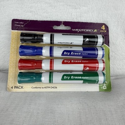 Wexford Dry Erase Markers 4-pc Set  black, blue, green, red NEW
