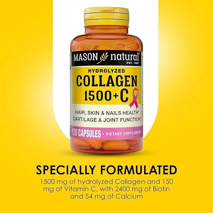 Mason Natural Collagen 1500 mg + C, Hair Nails & Skin, joint function, 120 Caps - Image 4 of 4