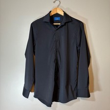 Perry Ellis Premium The Tech Shirt Mens 15.5 32/33 Slim Fit Black Stretch Button