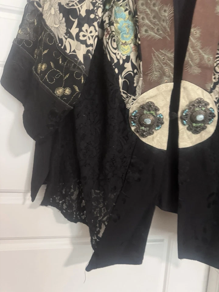 Vtg Spencer Alexis Kimono-style Jacket Top 1X Lace Embroidered Detail Boho Fairy - Image 4 of 4
