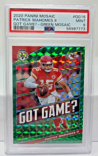 2020 Mosaic Got Game GREEN REFRACTOR - PATRICK MAHOMES Card PSA 9 MINT