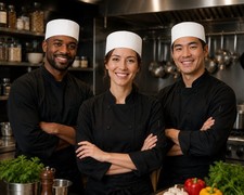 3 Pack White Chef Hats Kitchen Restaurant Baker Hat Sushi Chef Caps Adjustable