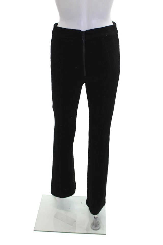 Pantalones de pierna acampanados texturizados con bolsillos negros lisos Nanette Lepore para mujer talla 4 Foto 3 de 4