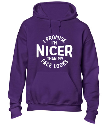 ICH VERSPRECHE, ICH BIN SCHÖNER ALS MEIN GESICHT AUSSIEHT KAPUZENPULLOVER LUSTIGER SLOGAN GEDRUCKT TOP