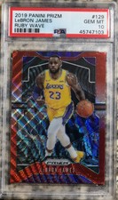 LEBRON JAMES 2019 PANINI PRIZM RUBY WAVE PSA 10 #129 LAKERS championship