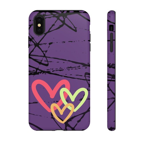 Hearts on Purple & Black Tough Handyhülle für iPhone, Samsung Galaxy, Goog Pixel - Bild 118 von 285