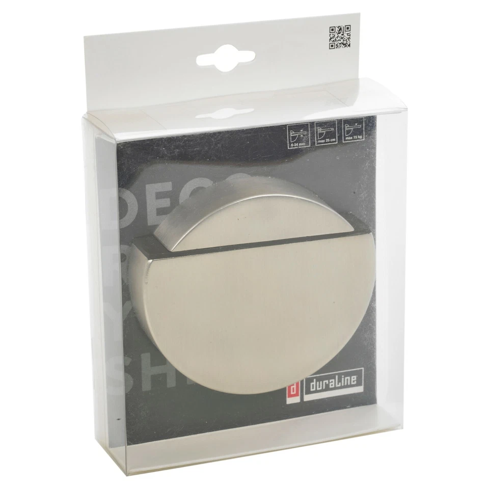 Brushed Stainless Steel Round Glass Wood Shelf Clip Brackets Clamp Wall Support - Image 2 of 4