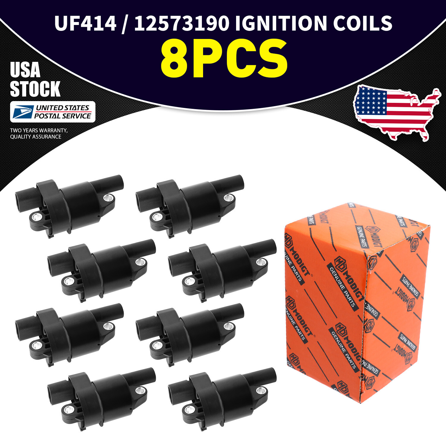 8Pcs High Performance Round Ignition Coil Set Compatible with Buick Cadillac Chevy GMC D514A