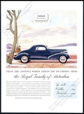 1936 Cadillac Series 60 Coupe Blue Car Art Vintage Print Ad