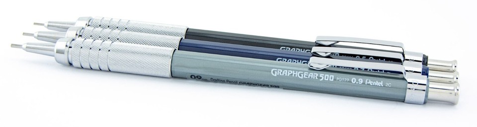 Pentel Graphgear 500 Mechanical Drafting Pencils 0.5 0.7 0.9mm Lead ...