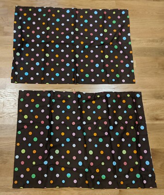 Dark Brown Cafe Half Curtain Valances Polka Dot White Green Pink Orange 36 x 25