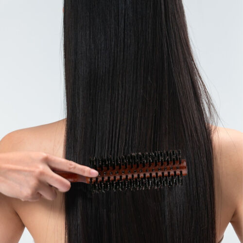 Wooden Round Hair Brush Hairbrush Wood Natural Boar Bristle Styling Brush NEW - Picture 5 of 11