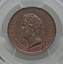 1840 FRANCE LOUIS PHILIPPE I SPECIMEN ESSAI 5 CENTIMES PCGS SP65 BROWN