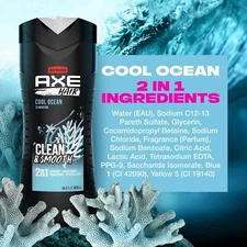 3 x AXE HAIR Cool Ocean Clean & Smooth 2in1 Shampoo Conditioner w Menthol 16oz