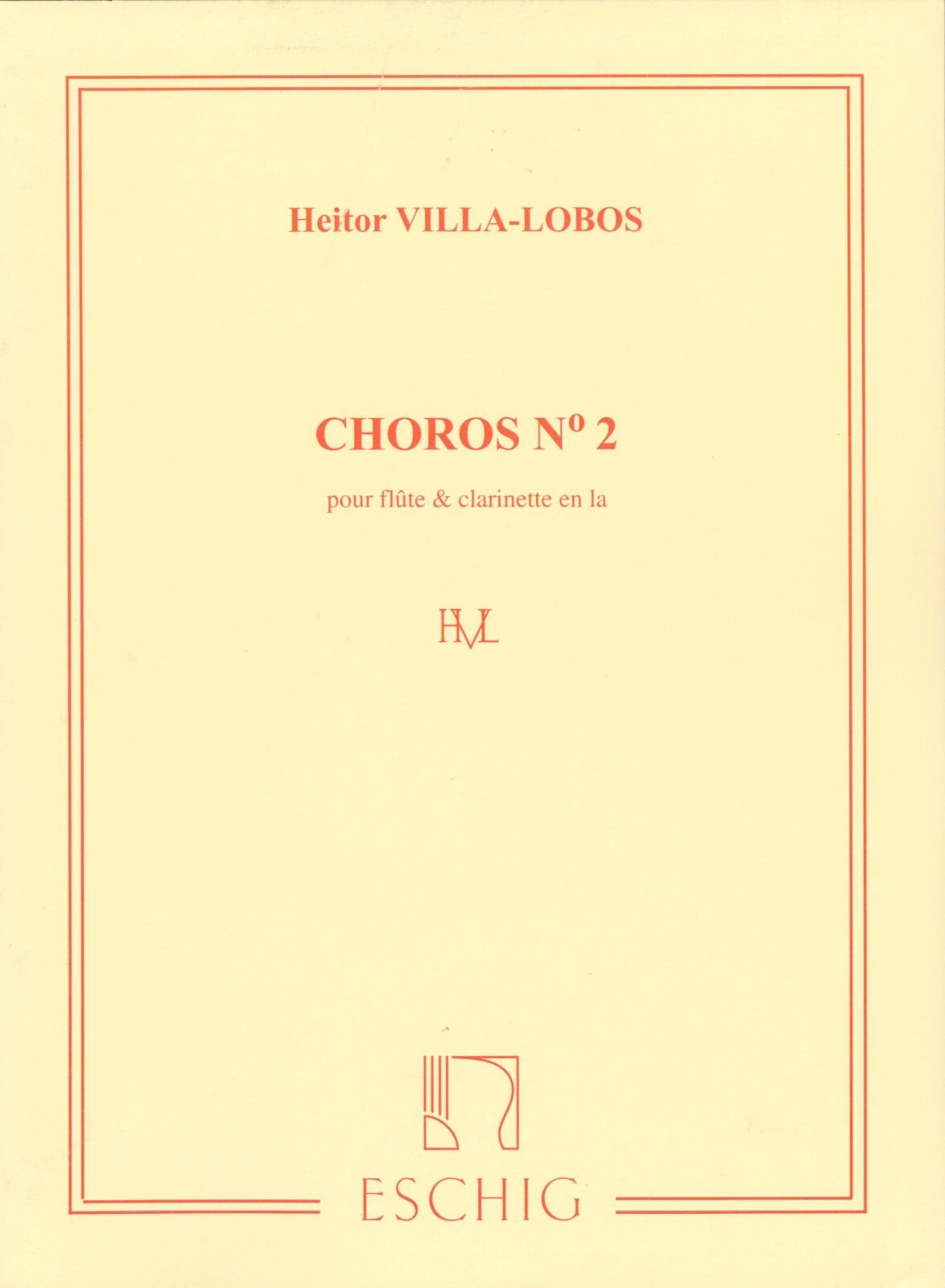 Choros No 2 Sheet Music Flute Clarinet Heitor Villa Lobos Eschig