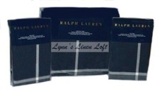 RALPH LAUREN Modern Equestrian KING DUVET SHAMS SET Windowpane Navy 1000