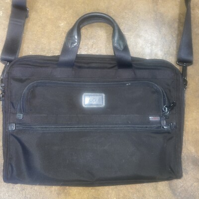 Tumi Alpha Slim Laptop Shoulder Bag 26111DH Leather Nylon Canvas 