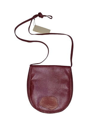Vintage Carlos Falchi Red Reptile Leather Crossbody Pouch Purse 8''X7.75'' NWT
