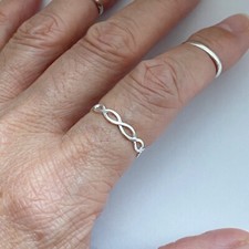 Sterling Silver Thin Eternity Braid Ring, Dainty Ring, Infinity Silver Rings